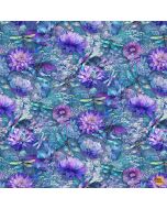 Dragonfly Mist: Flying Dragonflies & Floral - Timeless Treasures Fabric nature-cd3894 multi