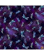 Dragonfly Mist: Flying Dragonflies Purple - Timeless Treasures Fabric nature-cd3895 purple