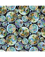 Cat: Feline Fanatic Cats in Fish Bowls - Timeless Treasures Fabrics rosie-cd4150 black