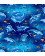 Ocean Life: Playful Dolphins and Fish - Timeless Treasures Fabrics sea-cd3131 ocean