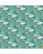 Get Your Ducks in a Row: Swanning Off - Dear Stella Fabrics stella-dbo3657 cyan