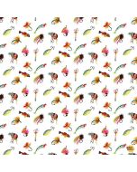 Get Your Ducks in a Row: Off the Hook Fishing Flies White - Dear Stella Fabrics stella-dbo3658 white