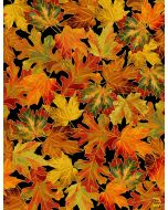 Thankful: Allover Metallic Autumn Leaves - Timeless Treasures Fabric Harvest-cm1289 black