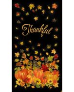 Thankful: Thankful Thanksgiving Panel Metallic (2/3 yard) - Timeless Treasures Fabric panel-cm3640 black