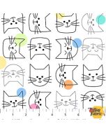Cat's Pajamas: Feline Faces White -- Northcott Fabrics / Patrick Lose 10262-10 - 2 yards 12" + FQ remaining