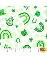 Lucky: Green Rainbows Hats - Northcott/Patrick Lose Fabrics 10521-10