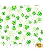 Lucky: Shamrocks on White - Northcott/Patrick Lose Fabrics 10523-10