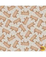 A Beautiful Day: Tossed Pigs Beige - Henry Glass Fabrics 1094-44