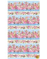 Flower Fairies Spring Song: Border Stripe Blue -- Michael Miller Fabrics DDC12247-blue-d