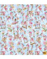Flower Fairies Spring Song: Garden Swings Blue -- Michael Miller Fabrics DDC12250-blue-d