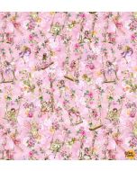 Flower Fairies Spring Song: Garden Swings Pink -- Michael Miller Fabrics DDC12250-pink-d