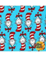 Dr. Seuss The Cat in the Hat: Heads Turquoise - Robert Kaufman 10795-203