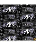 Hocus Pocus Halloween Glow -- Witches with Cauldrons Glow in the Dark -- Blank Quilting 1577g-95 gray