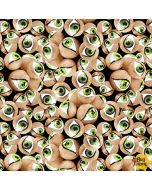 Hocus Pocus Halloween Glow -- Eyeballs Glow in the Dark -- Blank Quilting 1579g-66 green