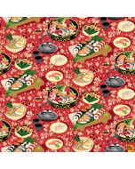 Soho Sushi: Sushi and Bento Box with Tea Pots Red -- Blank Quilting 1586-88