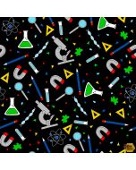 Top of Class: Science Icons Black -- Blank Quilting 1710-99