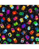 Top of Class: Tossed School Backpacks Black -- Blank Quilting 1716-99