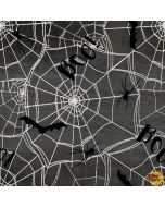 Spooky Night: Spider Webs Charcoal -- 3 Wishes Fabrics 18112 charcoal - 3 yards remaining