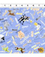 Barnyard Blues: Animal Noises Denim -- Susy Bee Fabrics 20415-760