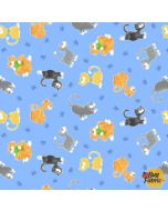 Kitty the Cat: Kittens Sky Blue -- Susy Bee Fabrics 20392-725