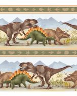 Dinosaur Trails by Raquel Maciel: Dinosaur Border (sold by approx 1 yard repeat*) - 3 Wishes Fabrics 24151-multi