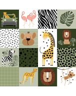 Wild Safari by JJ Design House:  Animal Blocks (sold by approx 24" repeat) - 3 Wishes Fabrics 24192 multi 