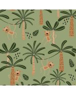 Wild Safari by JJ Design House:  Monkeys & Palm Trees - 3 Wishes Fabrics 24195-grn