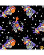 Boo! Tossed Witch Multi (Glow in the Dark) -- Henry Glass Fabrics 242g-95 multi - 2.5 yards remaining