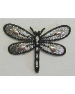 ABC: Black Dragonfly Embroidery (1 5/8 x 2 1/4) - ABC Embroidery 6078b
