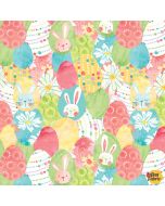 I'm All Ears: Stacked Easter Eggs - Blank Quilting 2463-44 yellow - 2 yards 13" remaining
