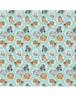 Baby Safari: Little Hexy Animals Turquoise -- Northcott Fabrics 24674-63