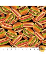 Smokin' Hot: Burgers and Dogs Black -- Northcott Fabrics 24808-99