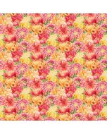 Morning Blossom: Packed Floral Red Multi -- Northcott Fabrics 24920-24 - 2 yards 16" remaining