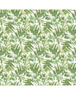Morning Blossom: Fern Toss White Green -- Northcott Fabrics 24922-10 - 3.25 yards + FQ remaining