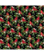 Cardinal Christmas: Cardinals Black -- Northcott Fabrics 25481-99