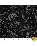 Paleo Tales: Dinosaur Bones Black - Northcott Fabrics 26786-99