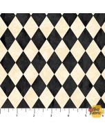 Hallow's Eve: Harlequin Check Black/Cream -- Northcott Fabrics 27086-12 - 2 yards 13" remaining