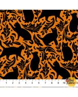 Hallow's Eve: Cat Toile Black/Orange -- Northcott Fabrics 27088-54 - 3 yards remaining