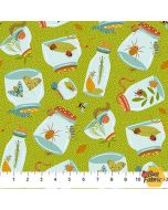 Backyard Bug Collector: Bug Jars Olive - Northcott Fabrics 27296-74