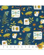 Backyard Bug Collector: Navy Bugs Multi - Northcott Fabrics 27298-49