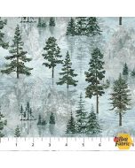 Eagle Pass: Open Trees Lit Blue Multi - Northcott Fabric 27674-42