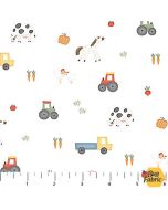 Quack Quack Moo: Farm Equipment Animals - Northcott Fabrics 27818-10 white