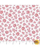 Vintage Christmas: Snowflakes White/Red - Northcott Fabric 28169-24