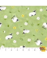 Counting Sheep: Tossed Sheep Green - Northcott Fabrics 28473-72