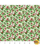 Barnyard Christmas: Holly White Multi - Northcott Fabrics 28805-10 