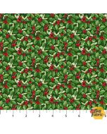 Barnyard Christmas: Holly Dark Green - Northcott Fabrics 28805-78 