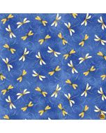 Water Lily Magic: Dragonfly and Swirl Toss Indigo -- Henry Glass Fabrics 2888-77 indigo - 1 yard 31" remaining