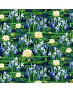 Water Lily Magic: Waterlily and Iris Indigo -- Henry Glass Fabrics 2889-77 indigo - 2 yards 24" + FQ remaining