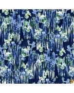 Water Lily Magic: Iris Texture Indigo -- Henry Glass Fabrics 2891-77 indigo