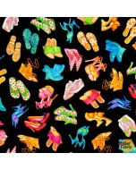 All Dolled Up: Shoe Toss Black -- QT Fabrics 28975j